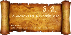 Bendekovits Nikodémia névjegykártya